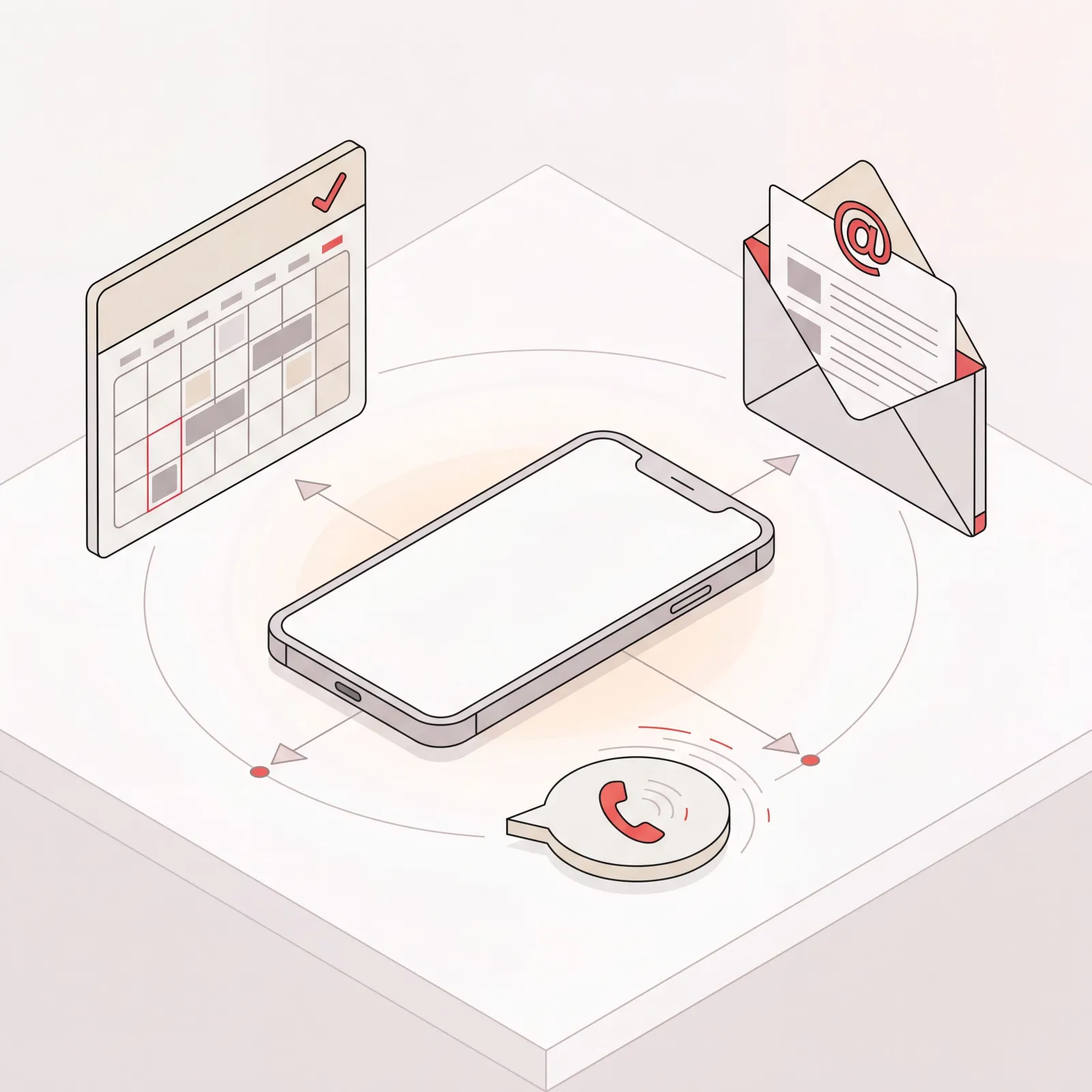 AI personal assistant app on a smartphone managing calendar, email, and calls