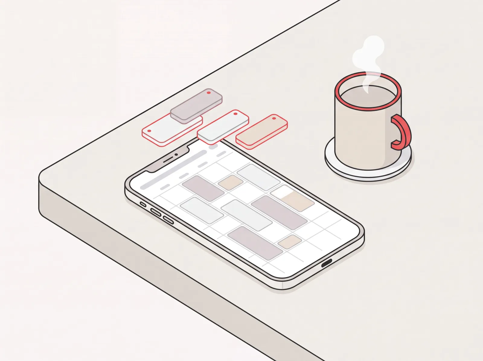 Smartphone on a calm desk showing a clean weekly calendar, illustrating the best iPhone calendar app