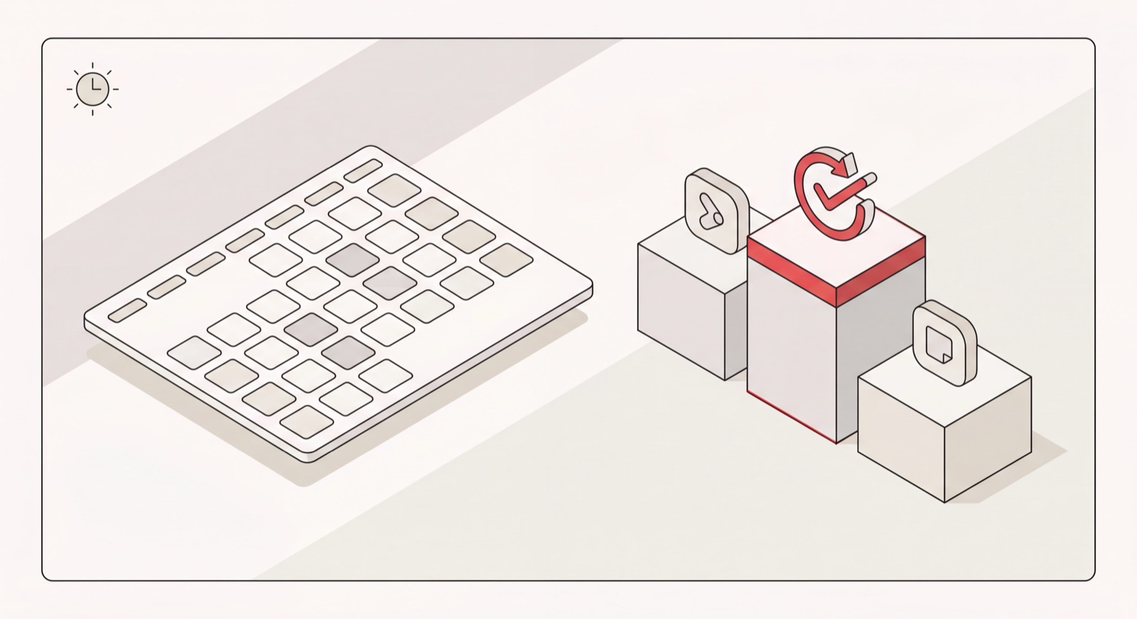 Isometric scheduling app dashboard with a calendar and a ranked list of the best scheduling apps