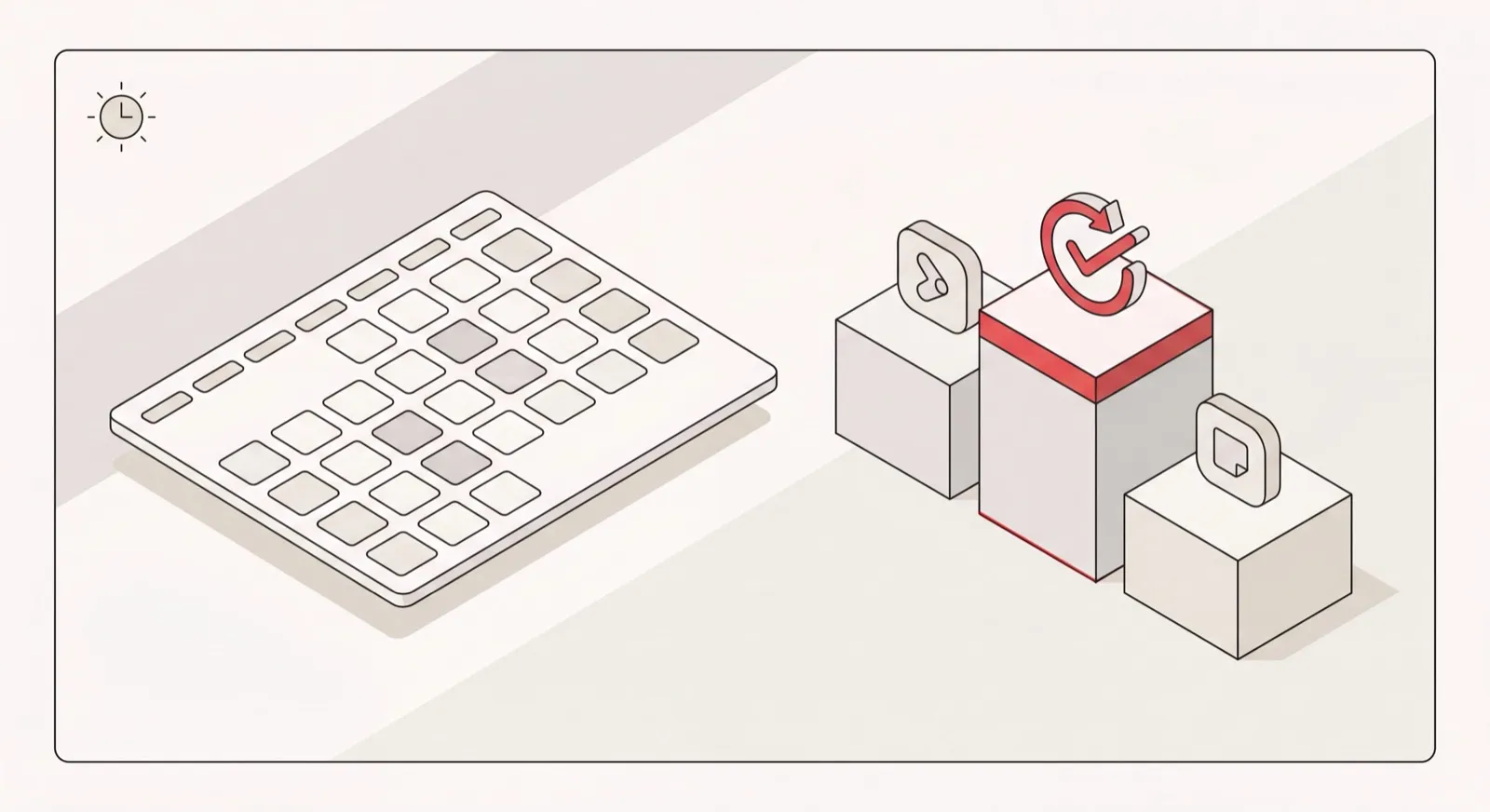 Isometric scheduling app dashboard with a calendar and a ranked list of the best scheduling apps