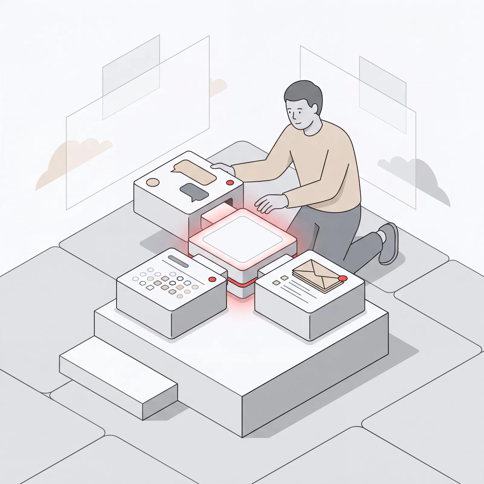 Assembling a custom AI assistant from modular calendar, inbox, and chat building blocks