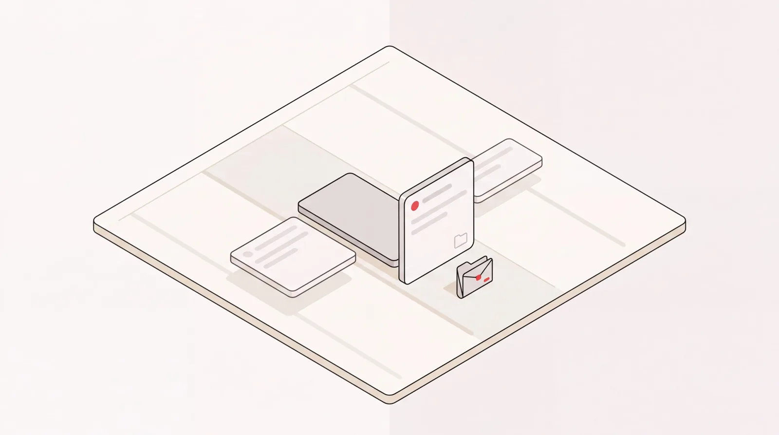 Executive calendar management shown as three meeting cards competing for one hour, with a briefing folder alongside