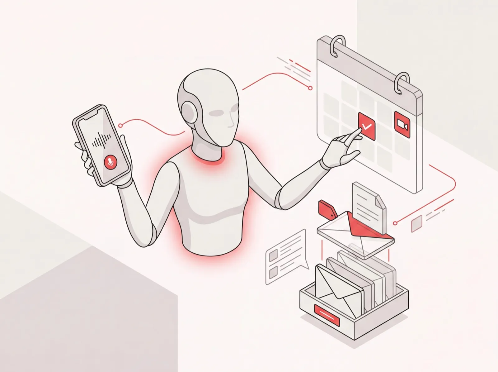 Personal AI agent handling an executive's phone call, calendar, and inbox at once