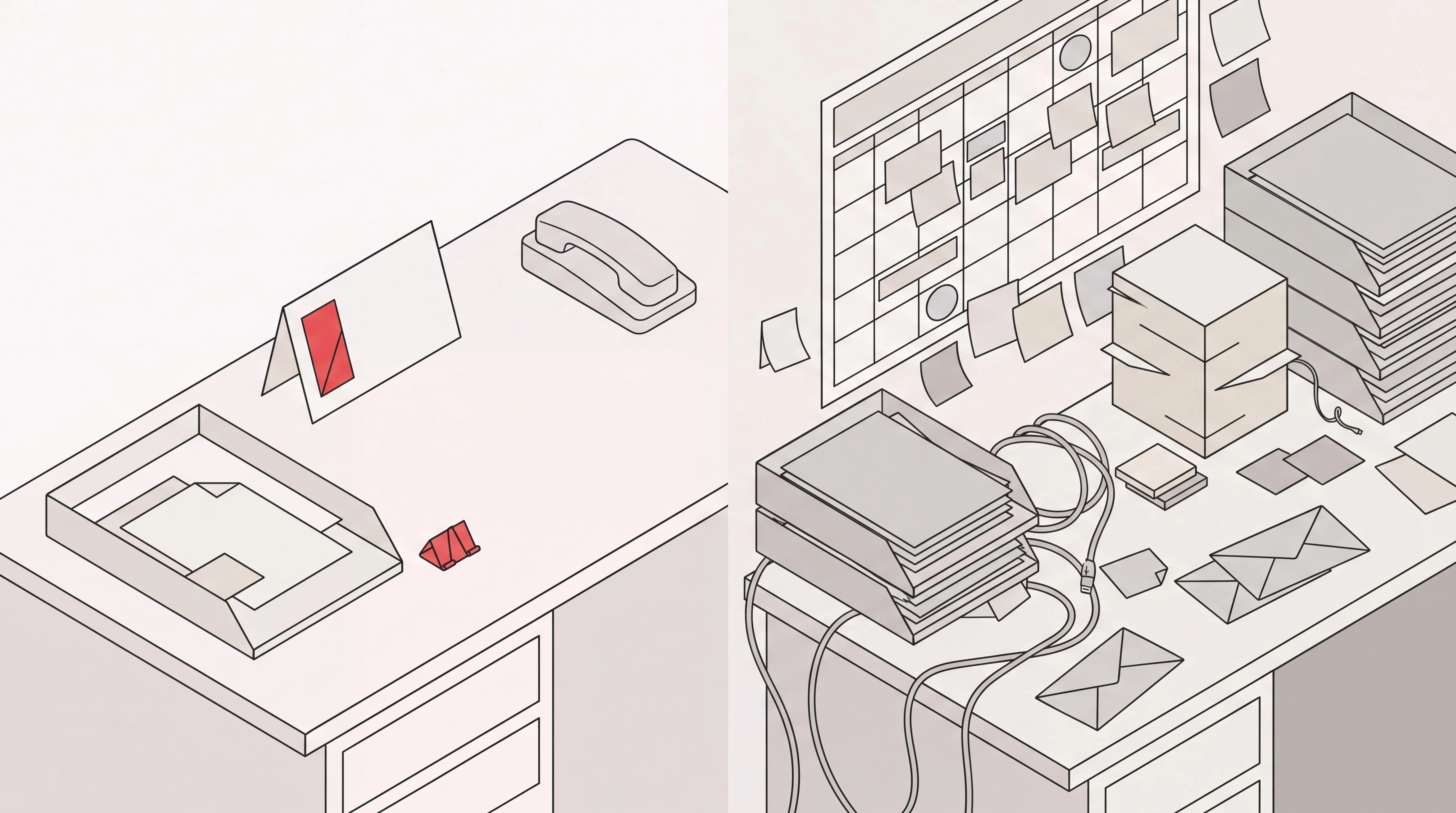 Isometric comparison of Motion calendar planning and Catch admin support workflows