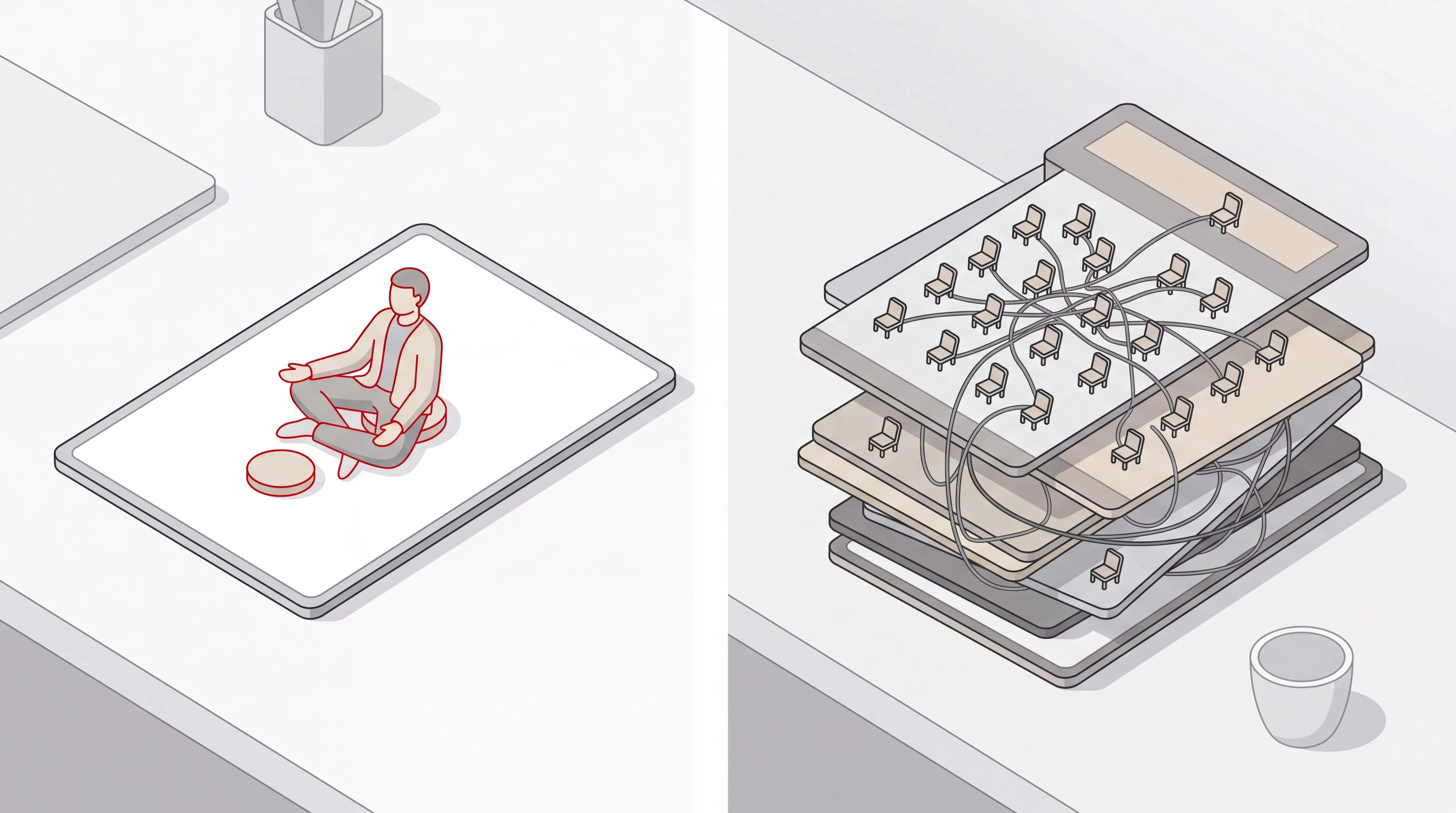 Isometric comparison of Reclaim AI per-seat pricing tiers and Catch flat monthly pricing