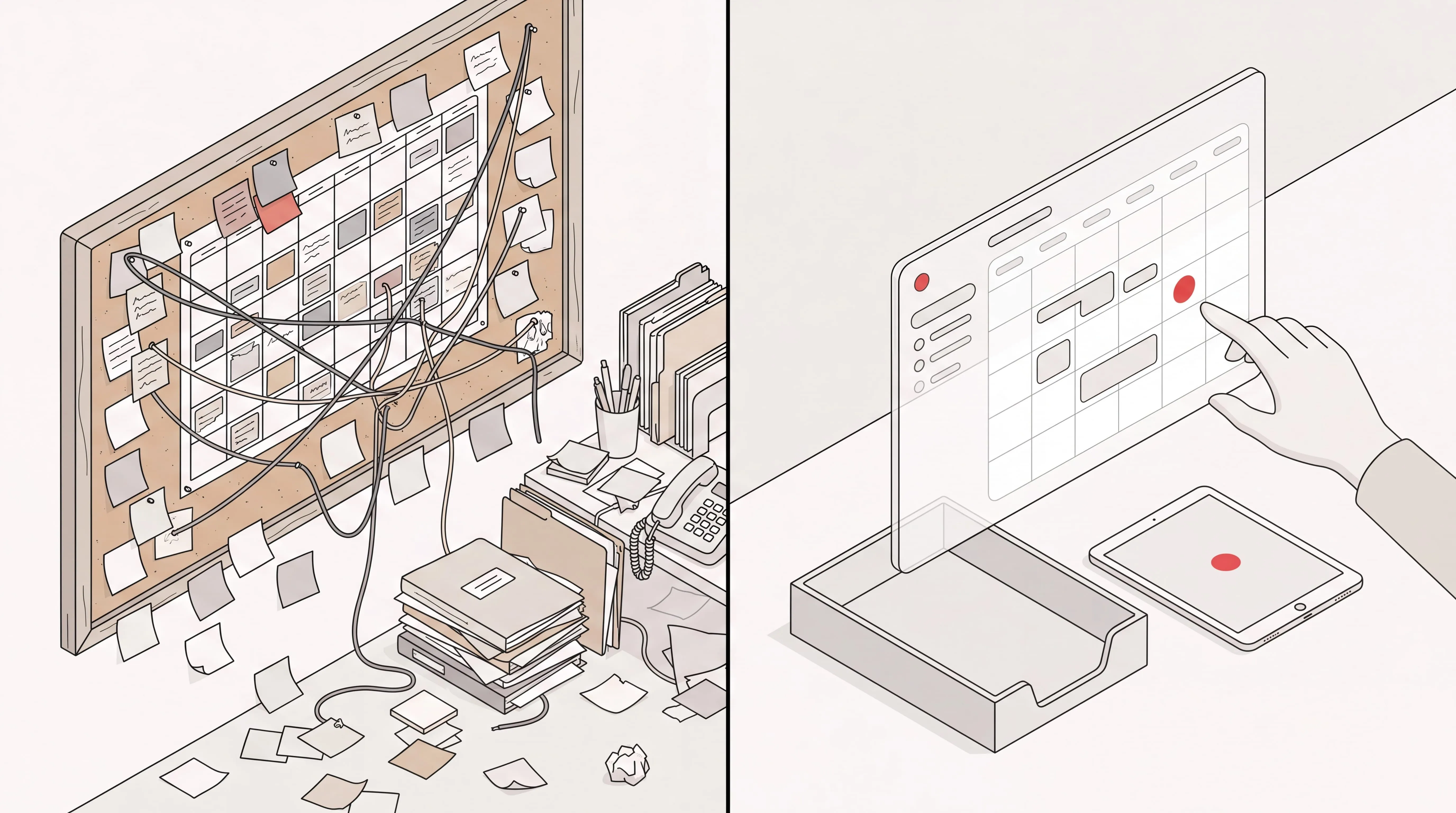 Isometric comparison of Sunsama daily planning and Catch admin support workflows